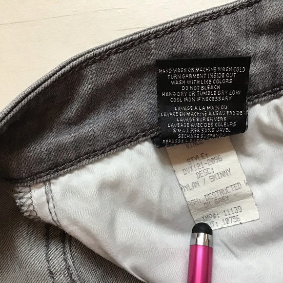 Vince Dylan Skinny Destructed Dark Gray Jeans - Picture 13 of 14